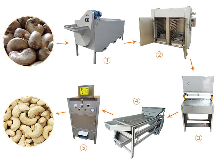 máquina de processamento de castanha de caju